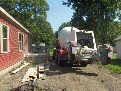 starting cement for east porch