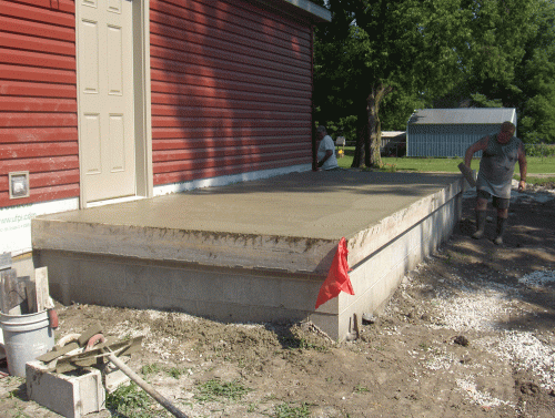 Cement work completed on East Porch
